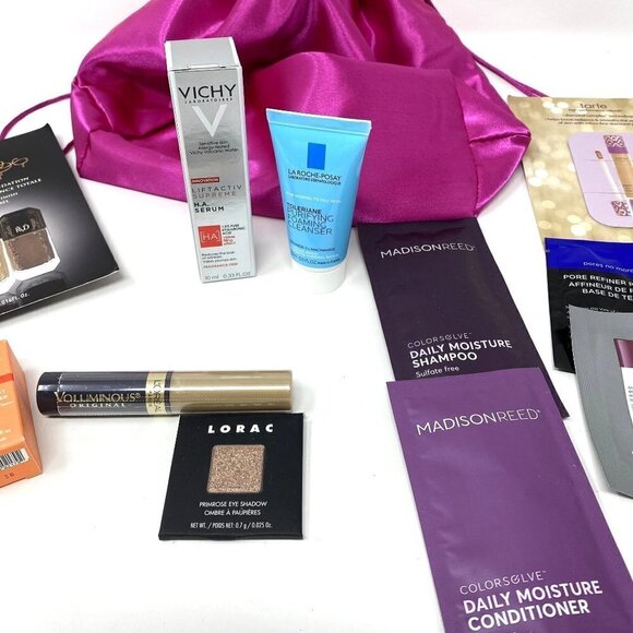 14 Piece Mixed Lot Cosmetics Skin Hair Care Satin Bag - Picture 2 of 6